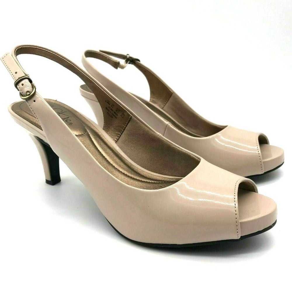 LifeStride Teller Taupe Open Toes Sling Back Heels